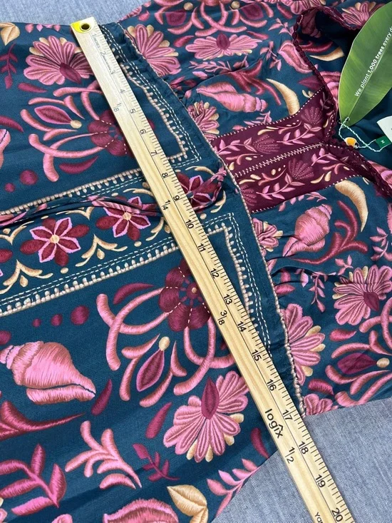 NWT Farm Rio Medium Seashell Floral Teal Boho Flowy Tapestry Maxi Light Dress - Picture 11 of 15